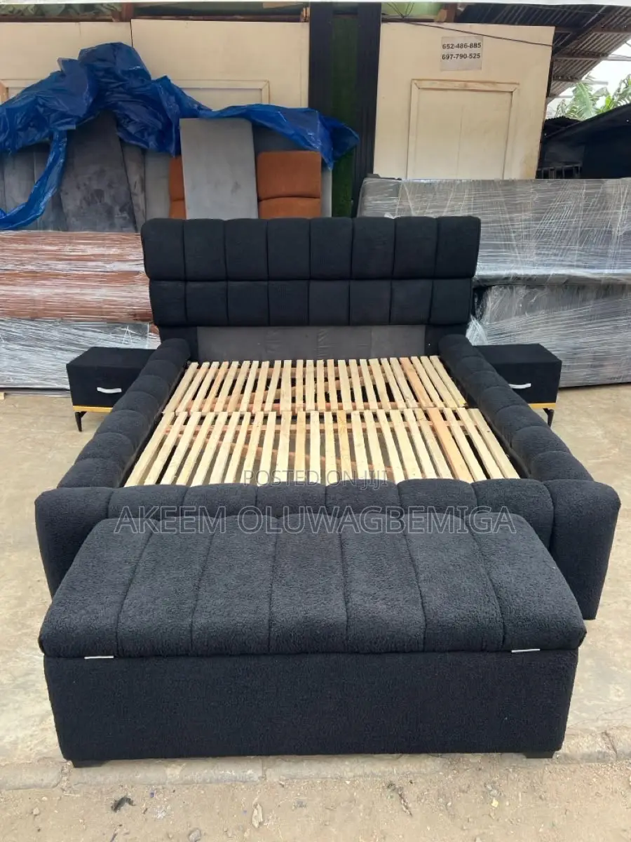 Brand New 6by6 Bedframe With Two Bedside Locker and Storage Ottoman
