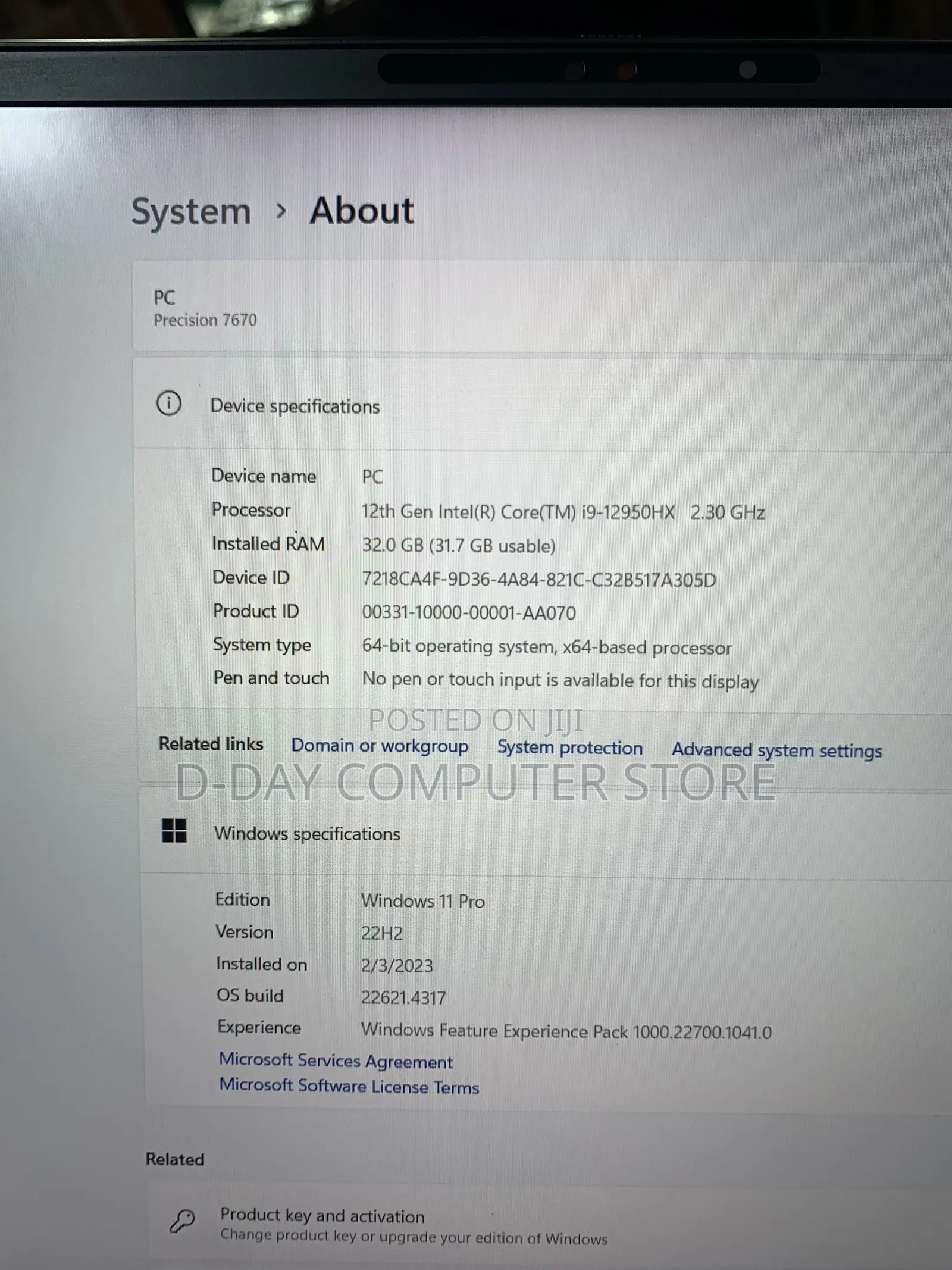 Laptop Dell Precision 7670 32GB Intel Core i9 SSD 512GB
