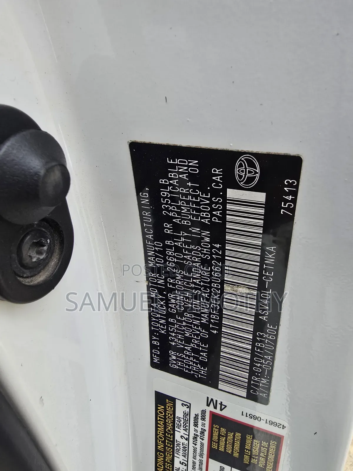 Toyota Camry 2010 White