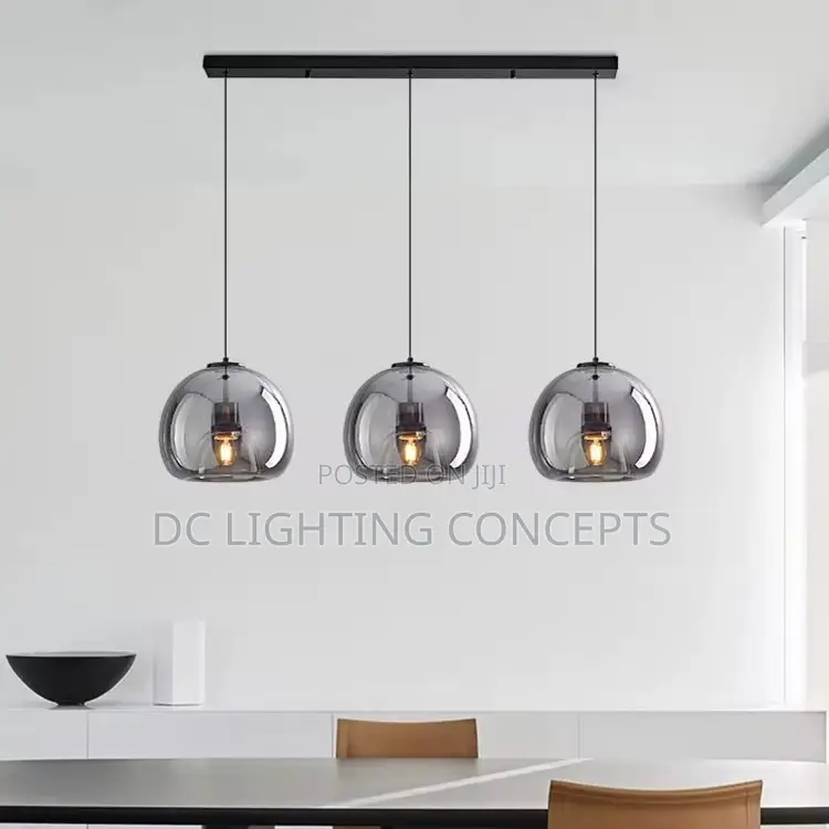Modern Nordic Amber/Smokey Glass Ball Pendant Light