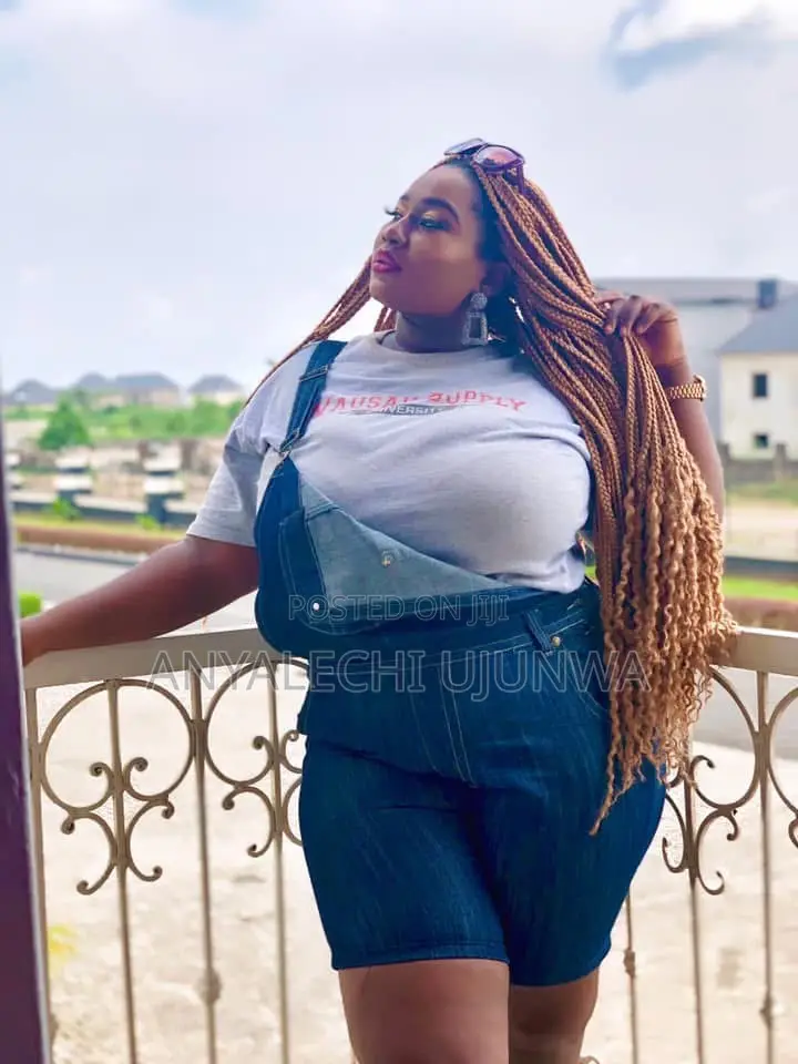Plus-Size Denim Overall Shorts Set