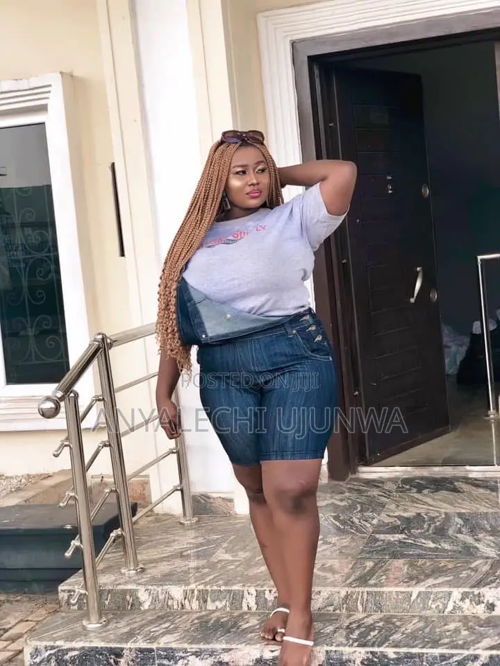 Plus-Size Denim Overall Shorts Set