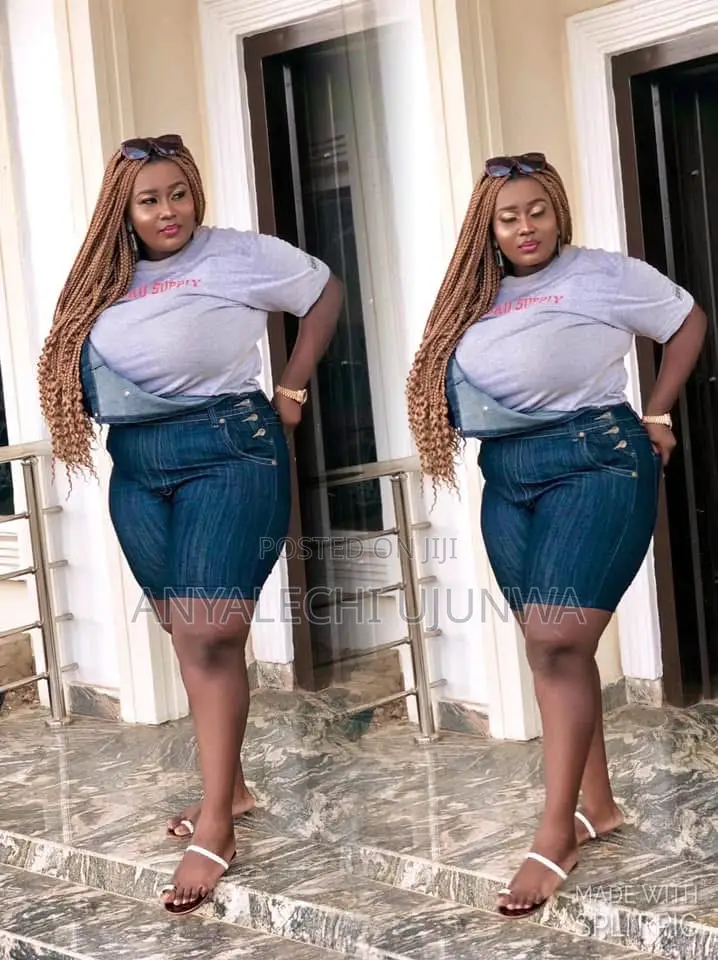 Plus-Size Denim Overall Shorts Set
