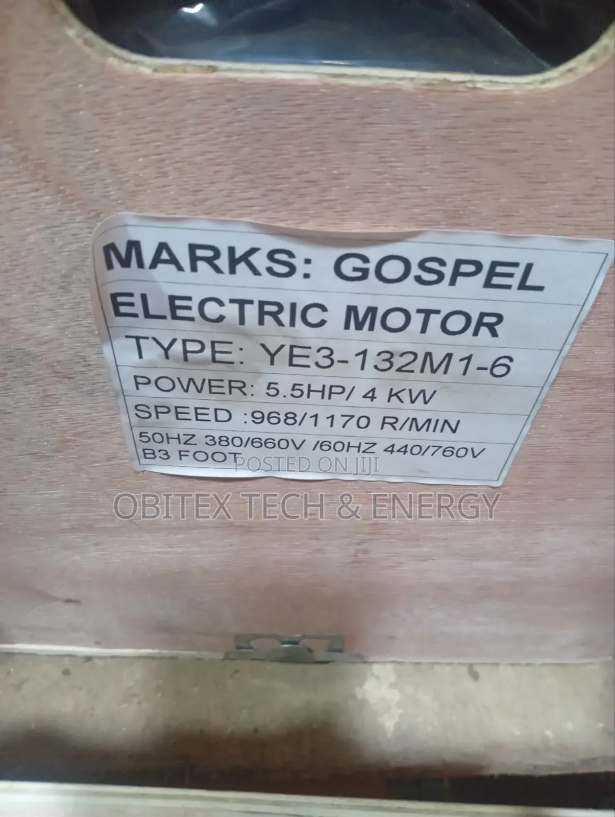 5.5hp (4kw) Industrial Electric Motor – 968rpm B3 Foot Mount 380/660v