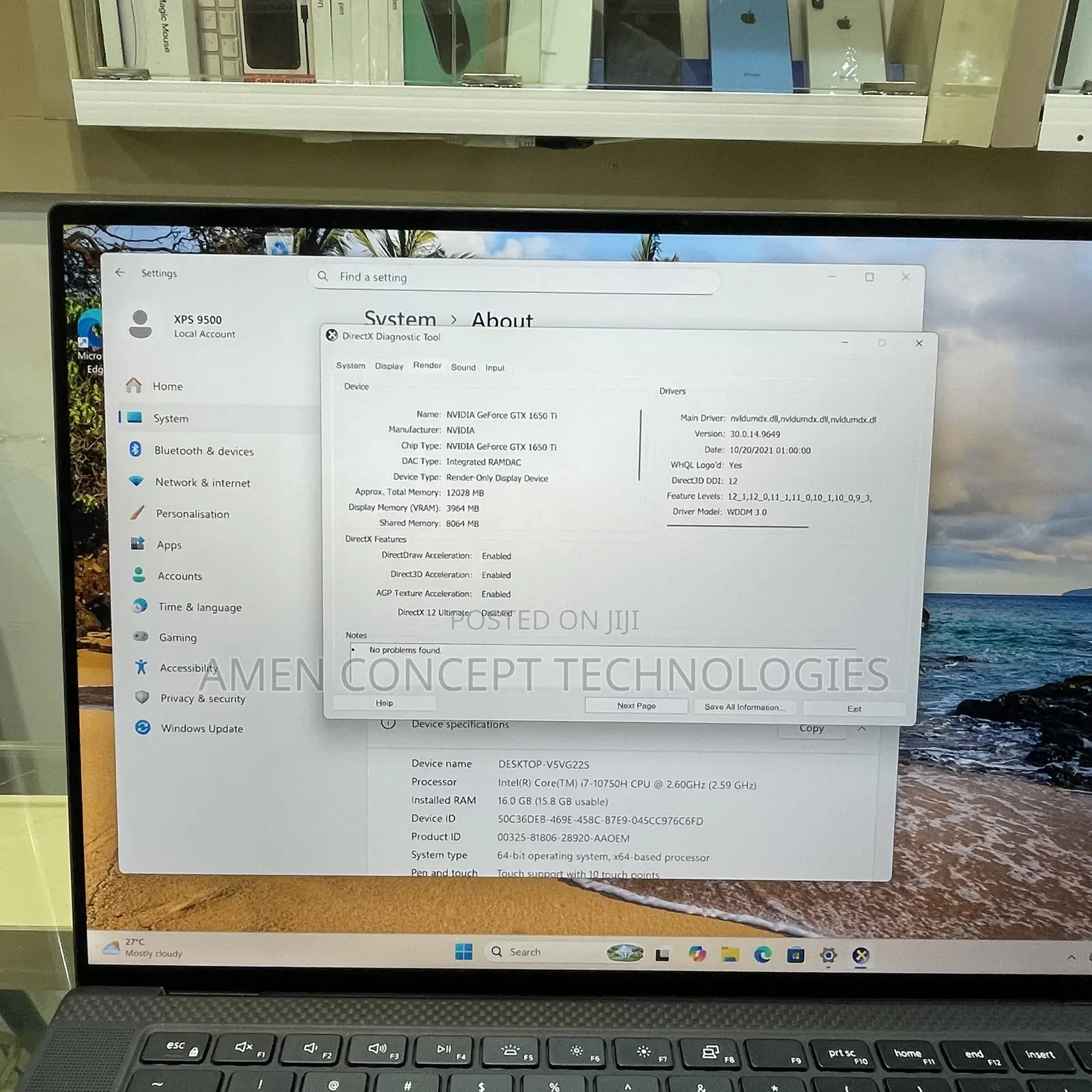 Laptop Dell XPS 15 9500 16GB Intel Core i7 SSD 512GB