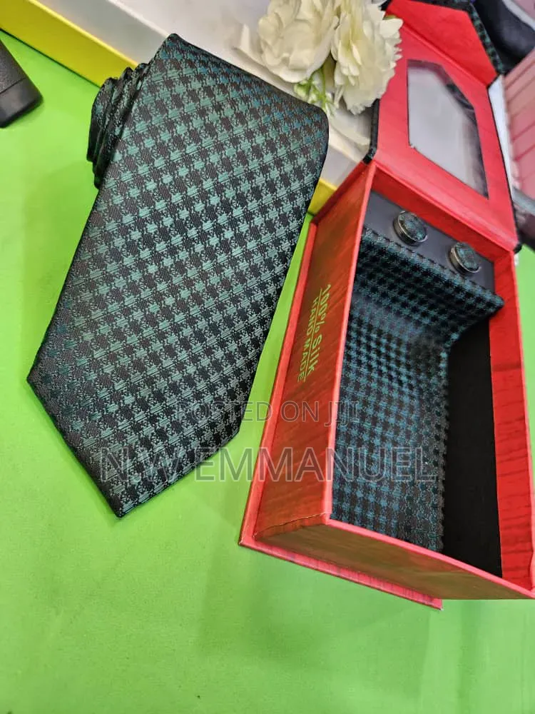 Luxury Peach Paisley Silk Tie Set | Cufflinks + Handkerchief Gift Box