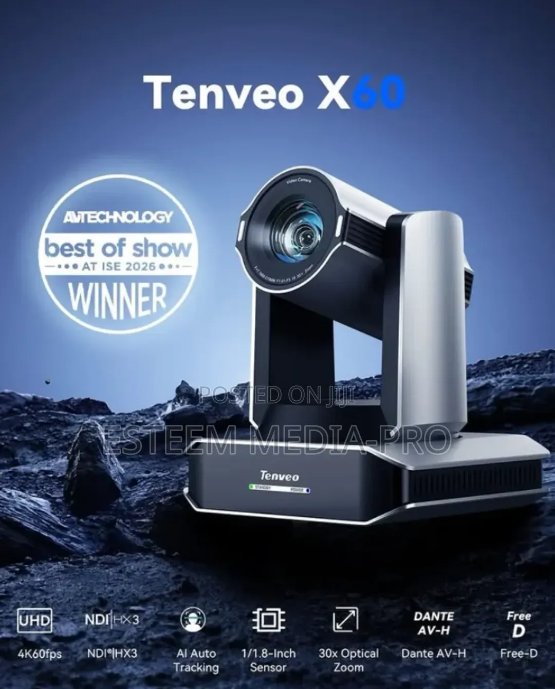 Tenveo X60 Ndihx3 Ptz Camera- 60pfs With 30x Zoom (Black)