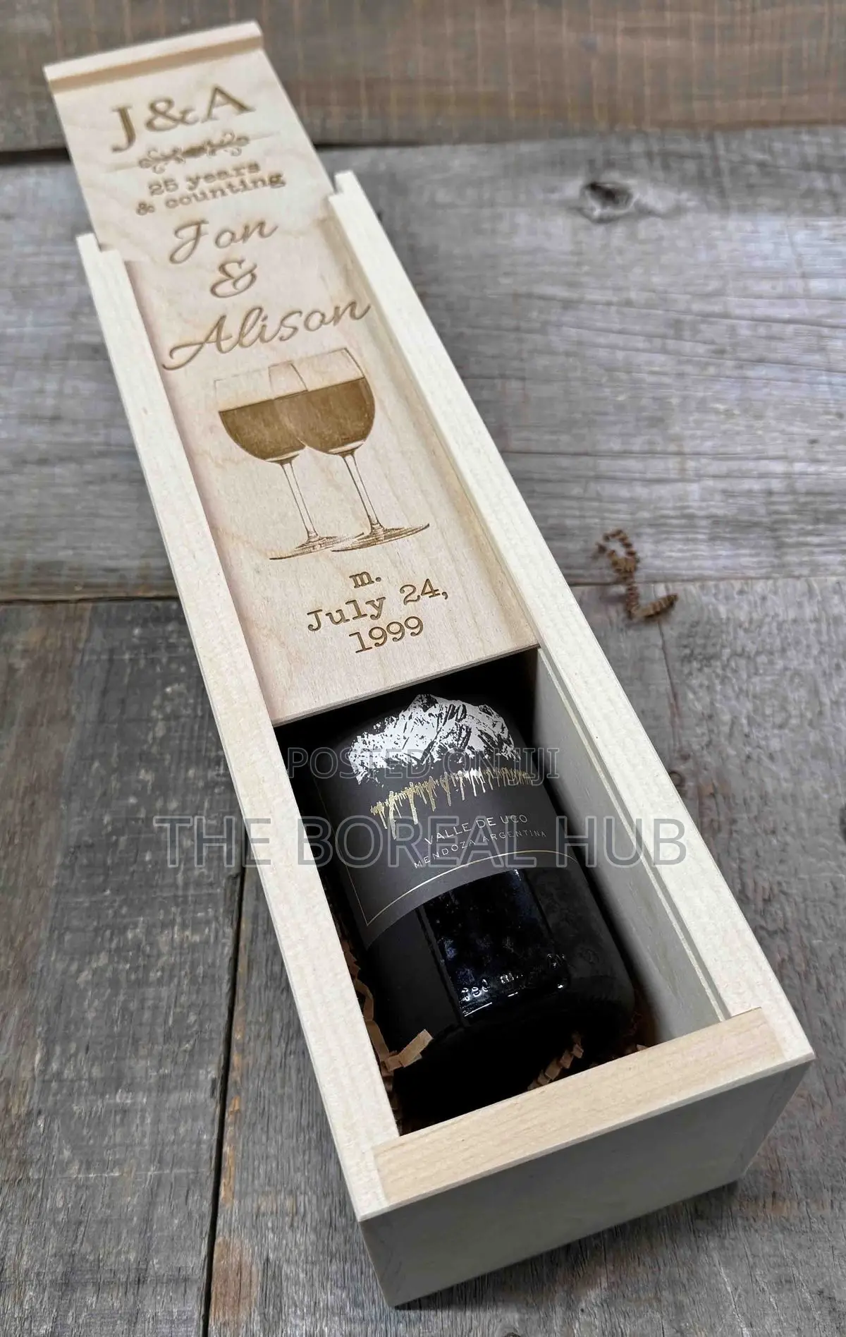 Customized Wine and Wood Envisaged Case Corporate Gift Souvenir