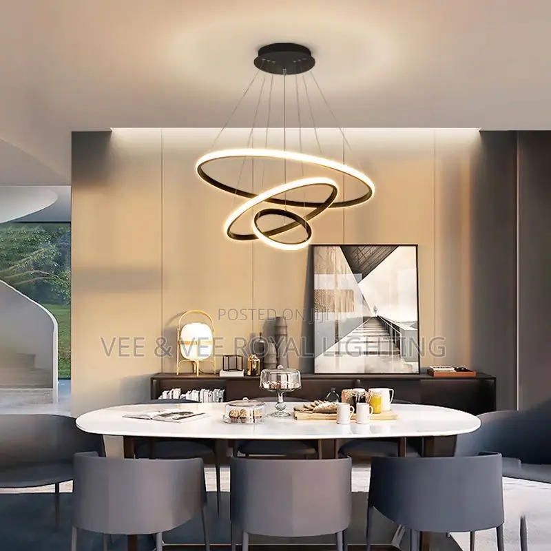 3-Ring Luxury Pendant Light for Dining Room, Living Room Staircase