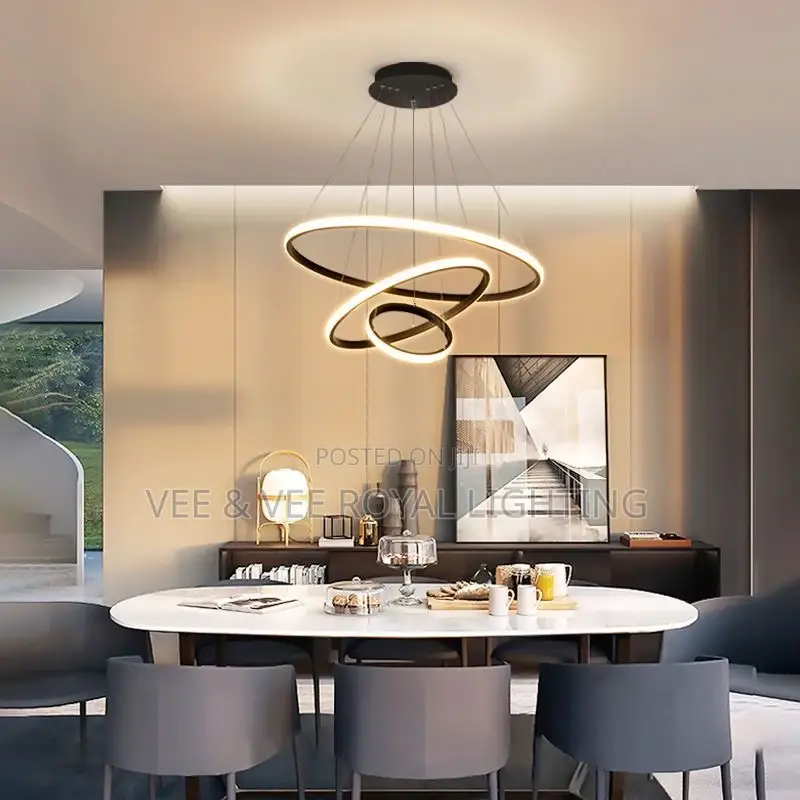 3-Ring Luxury Pendant Light for Dining Room, Living Room Staircase