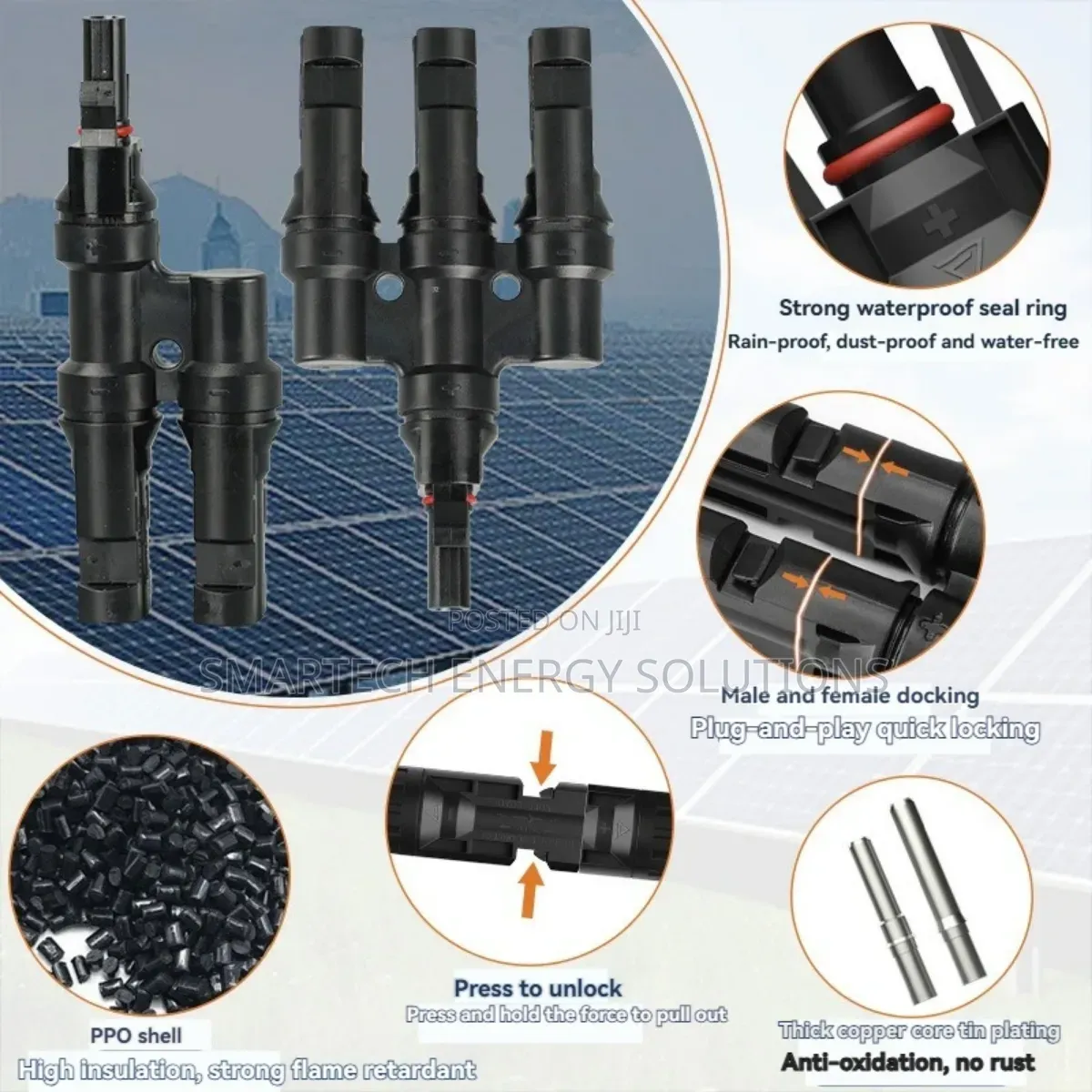 T2 Mc4 Connector Ip67 1000v 1 To 2 T Type 30a Solar Connector