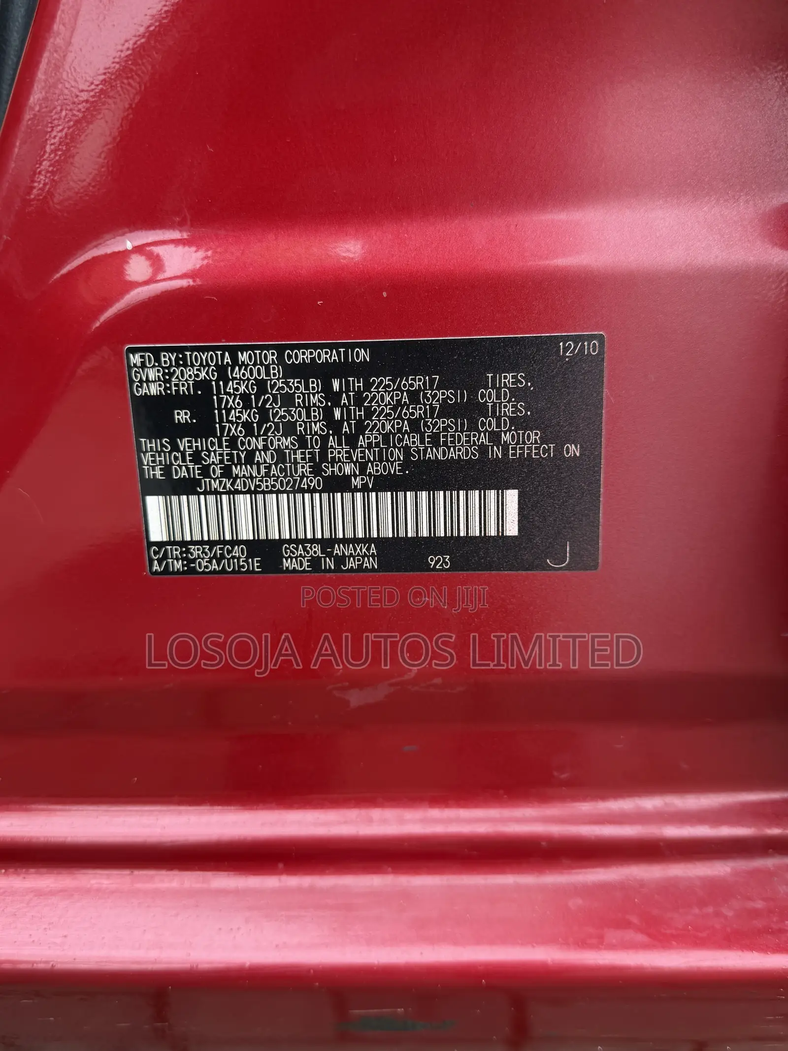 Toyota RAV4 3.5 Sport 2011 Red