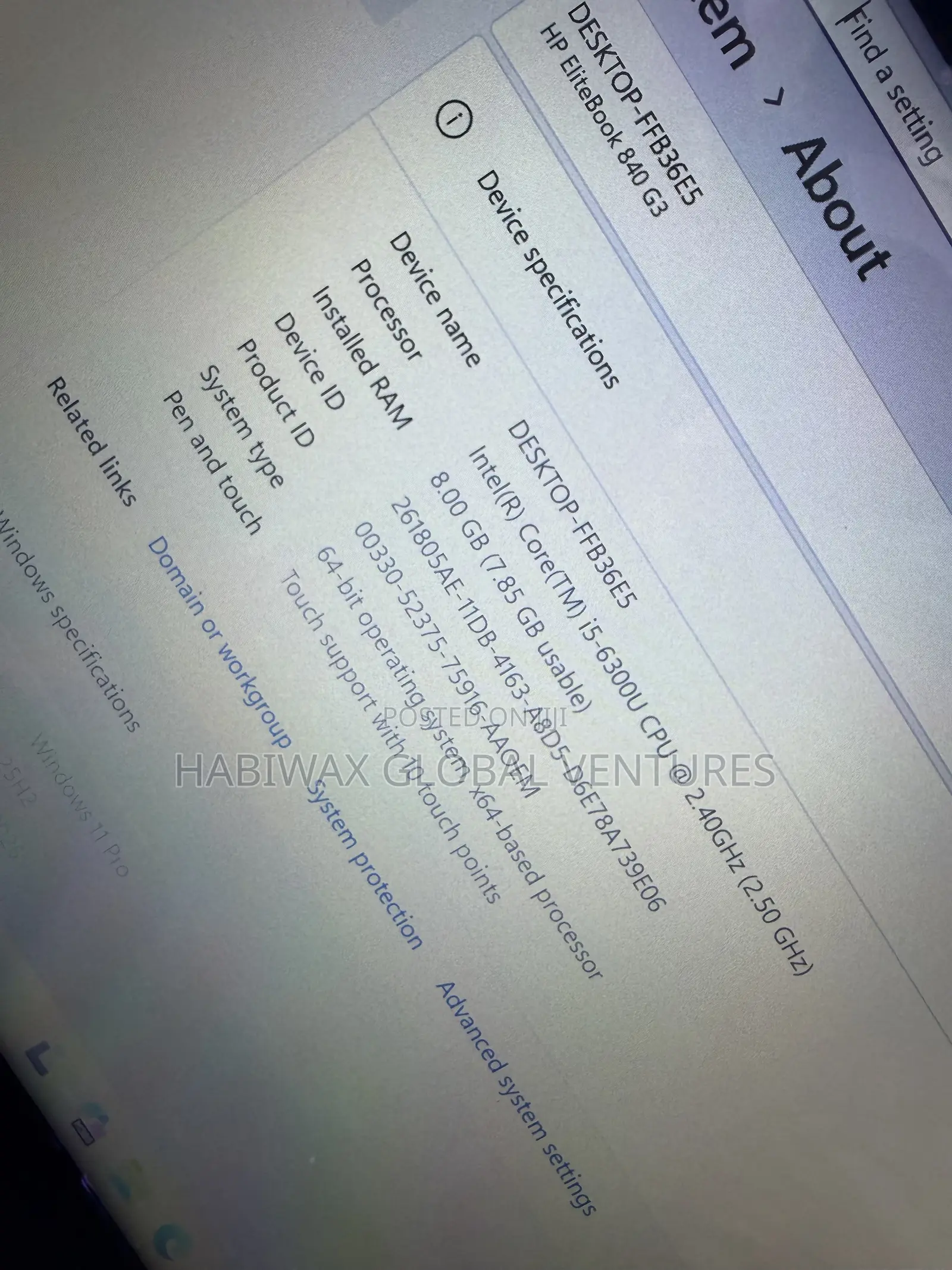 Laptop HP EliteBook 840 G3 8GB Intel Core i5 SSD 256GB