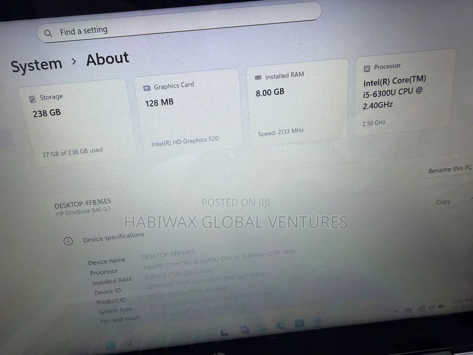 Laptop HP EliteBook 840 G3 8GB Intel Core i5 SSD 256GB