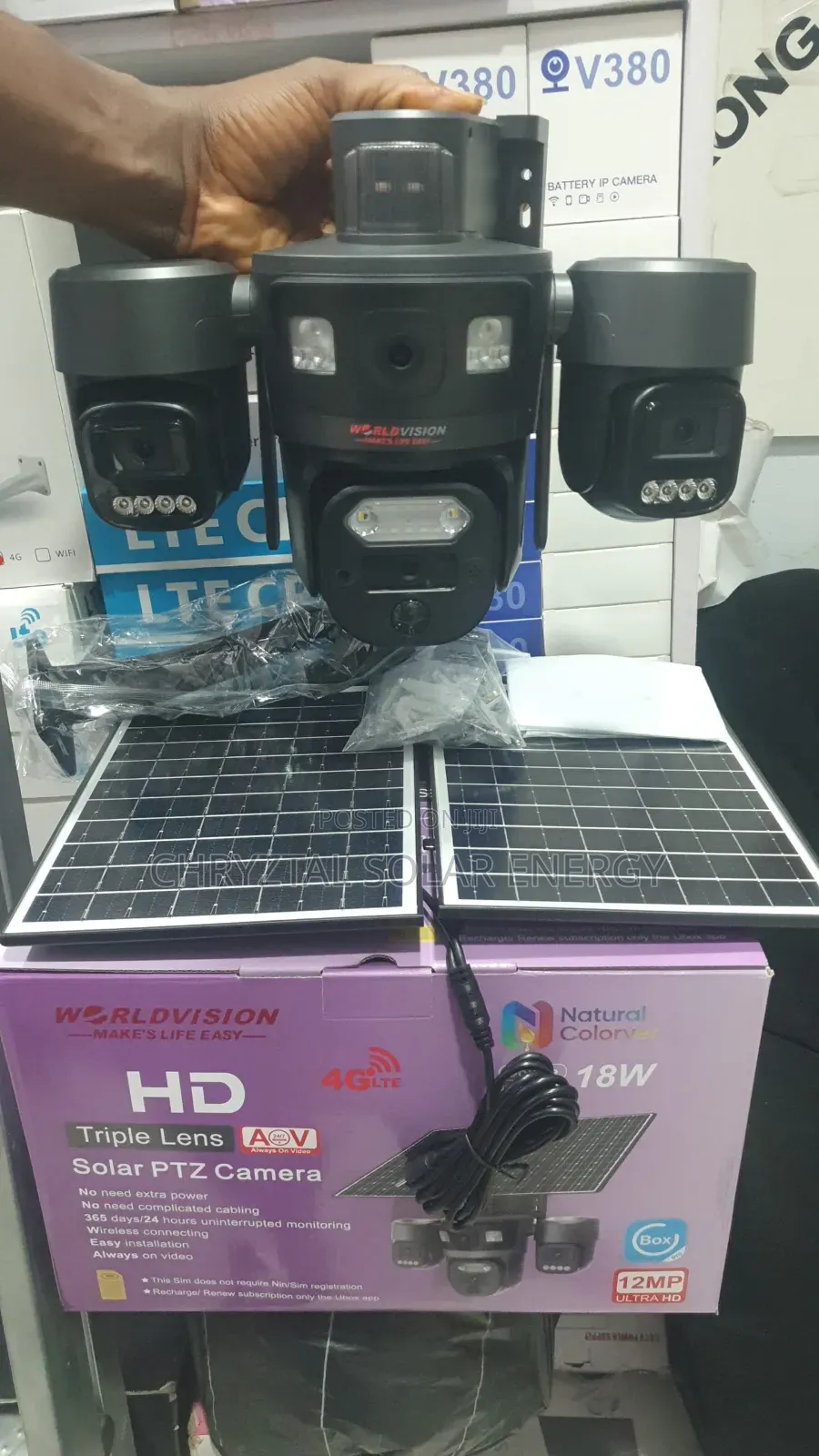 Uhd4k 3in1 Ubox Security CCTV Solar Camera +Mobile App 2 Solar Panel