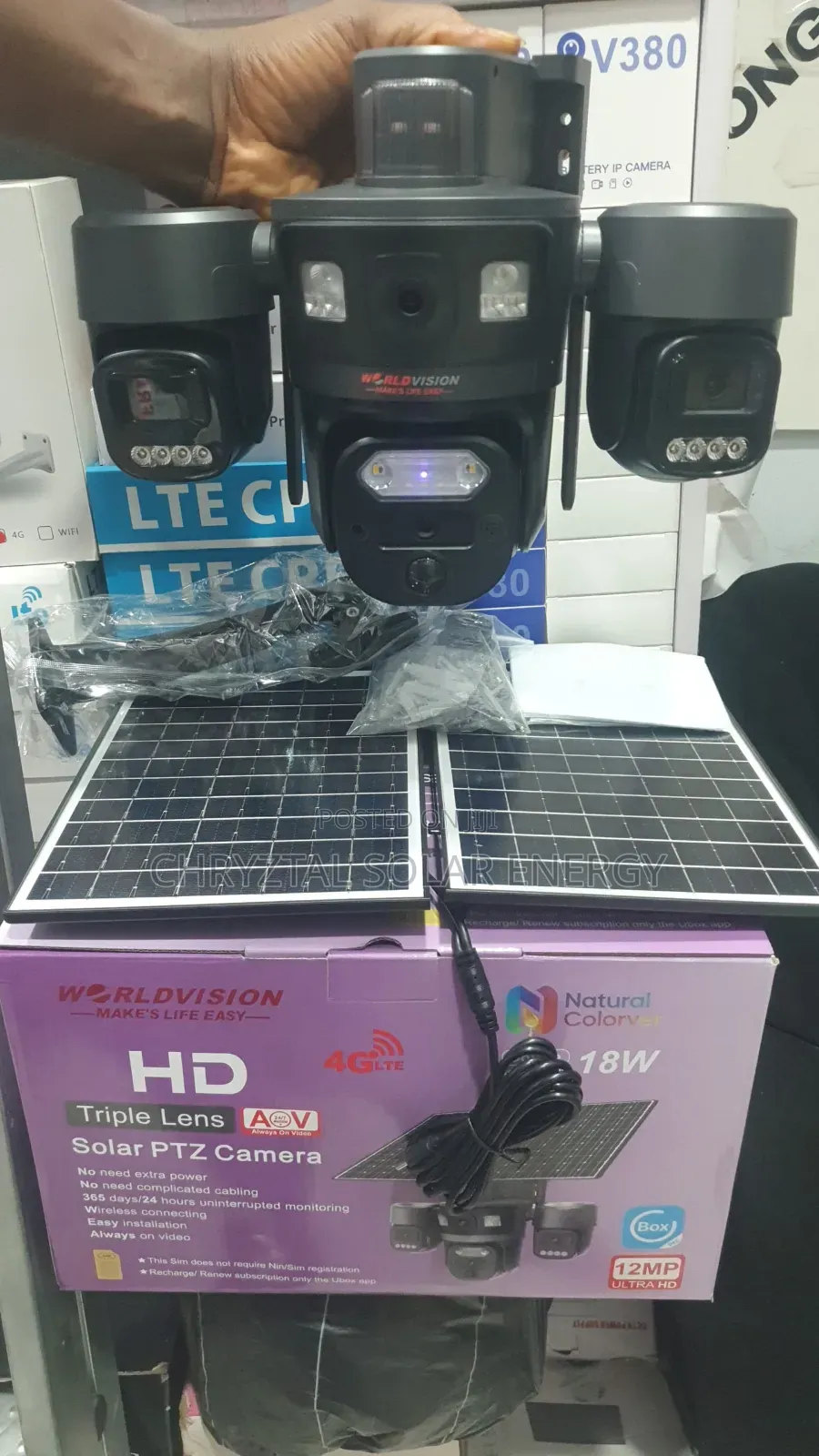 Uhd4k 3in1 Ubox Security CCTV Solar Camera +Mobile App 2 Solar Panel