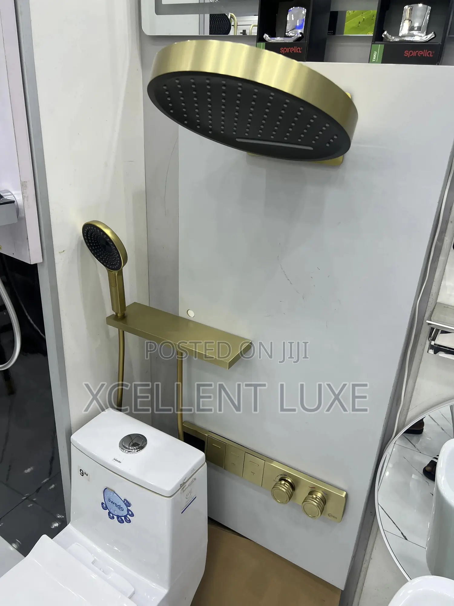 Rainfinity Matt Gold Conduit Shower Mixer System 1 Jet(Uk)