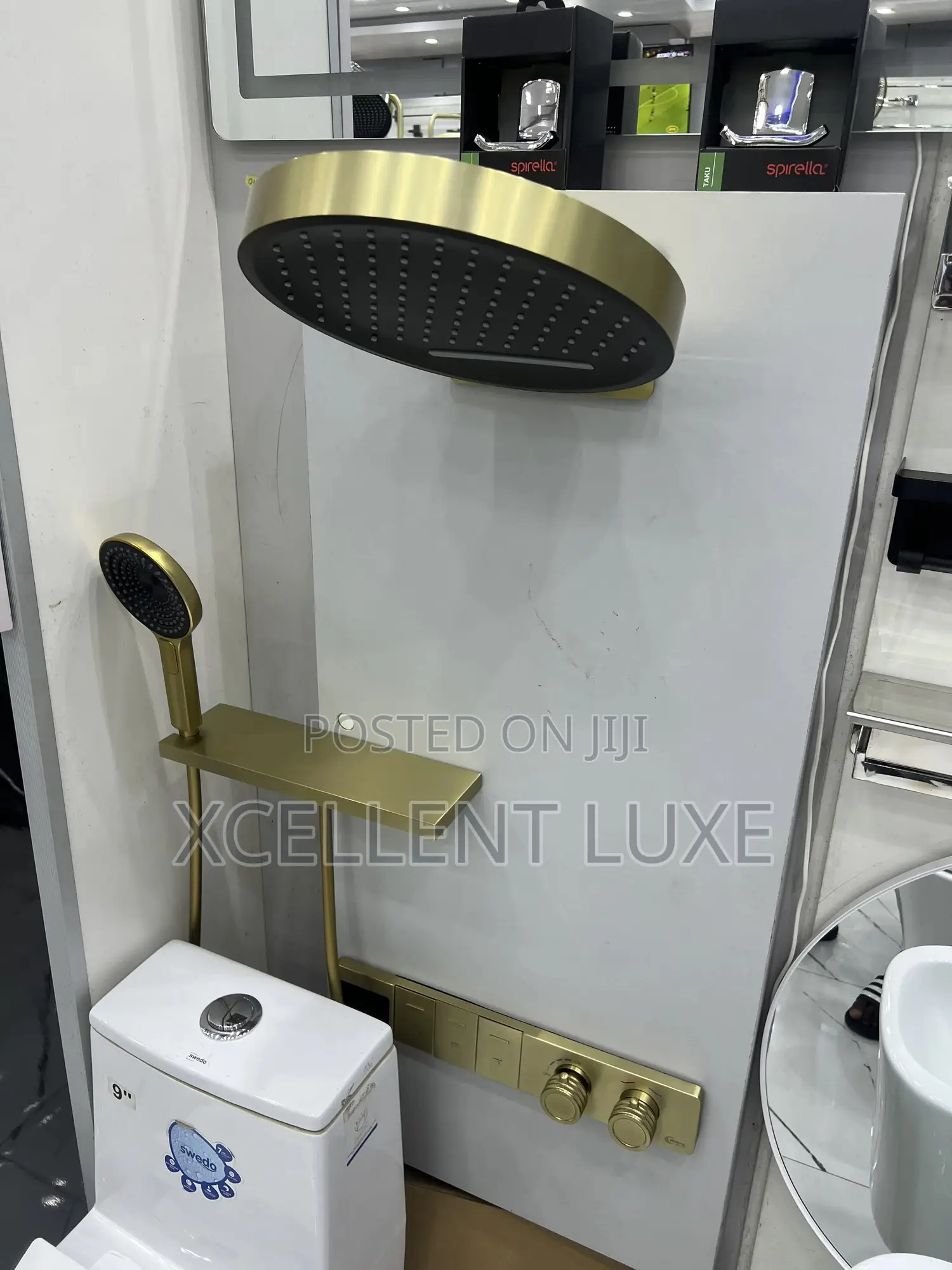 Rainfinity Matt Gold Conduit Shower Mixer System 1 Jet(Uk)