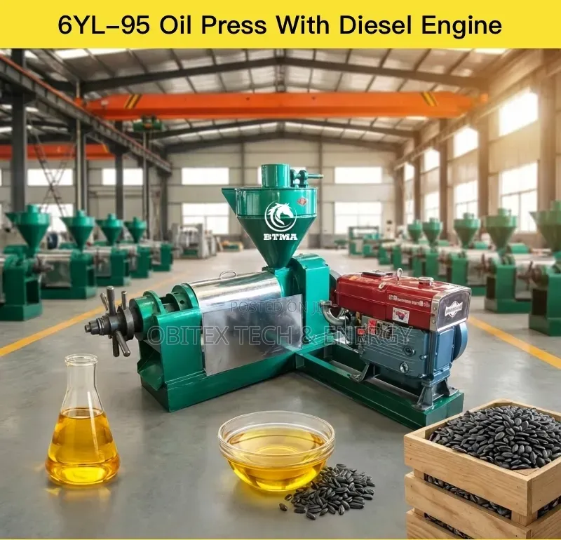 6yl-95a Oil Press Machine With 15hp Diesel Engine – 150–200kg/H