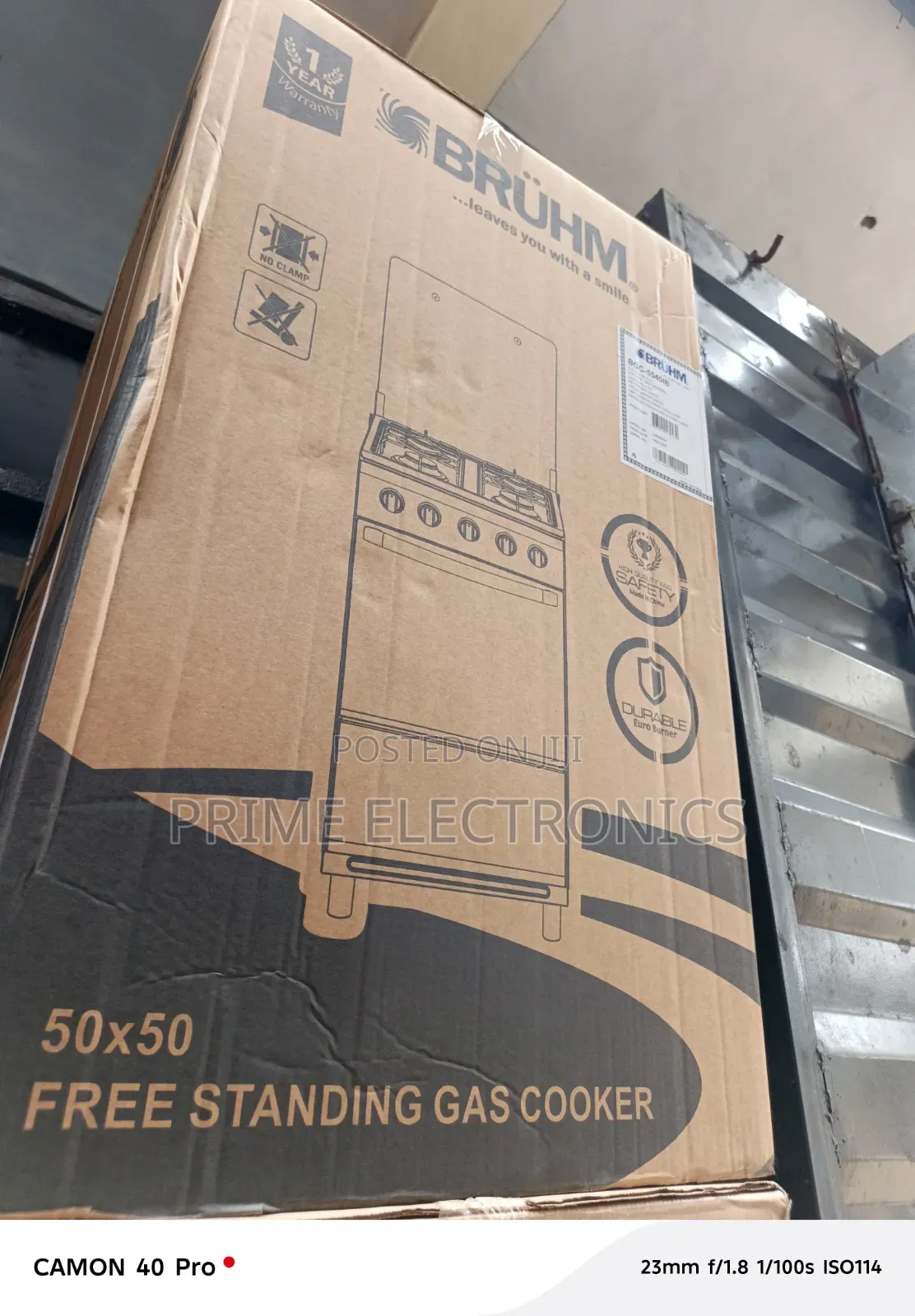 Bruhm Standing Gas Cooker 4 Burner
