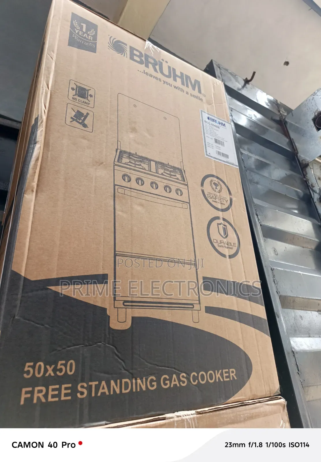 Bruhm Standing Gas Cooker 4 Burner