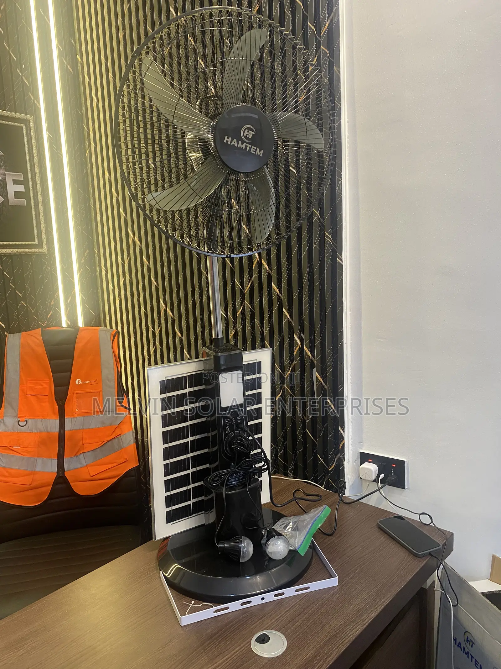 18inches Ac/Dc Hamtem Solar Rechargeable Fan Available in Store Now
