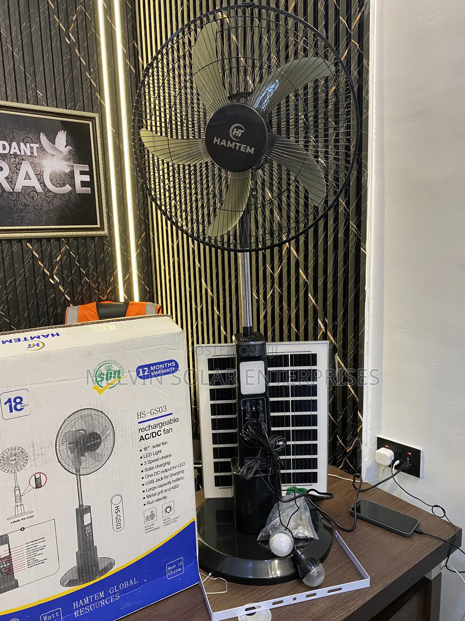 18inches Ac/Dc Hamtem Solar Standing Fan Available in Store Now Dm