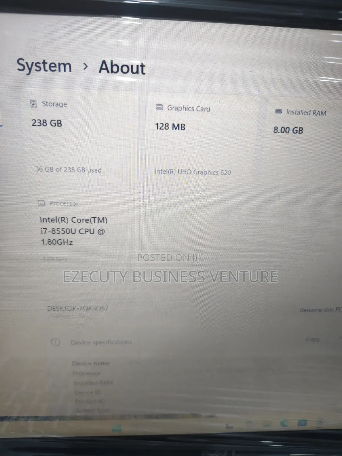 Laptop Dell Inspiron 15 8GB Intel Core i7 SSD 256GB