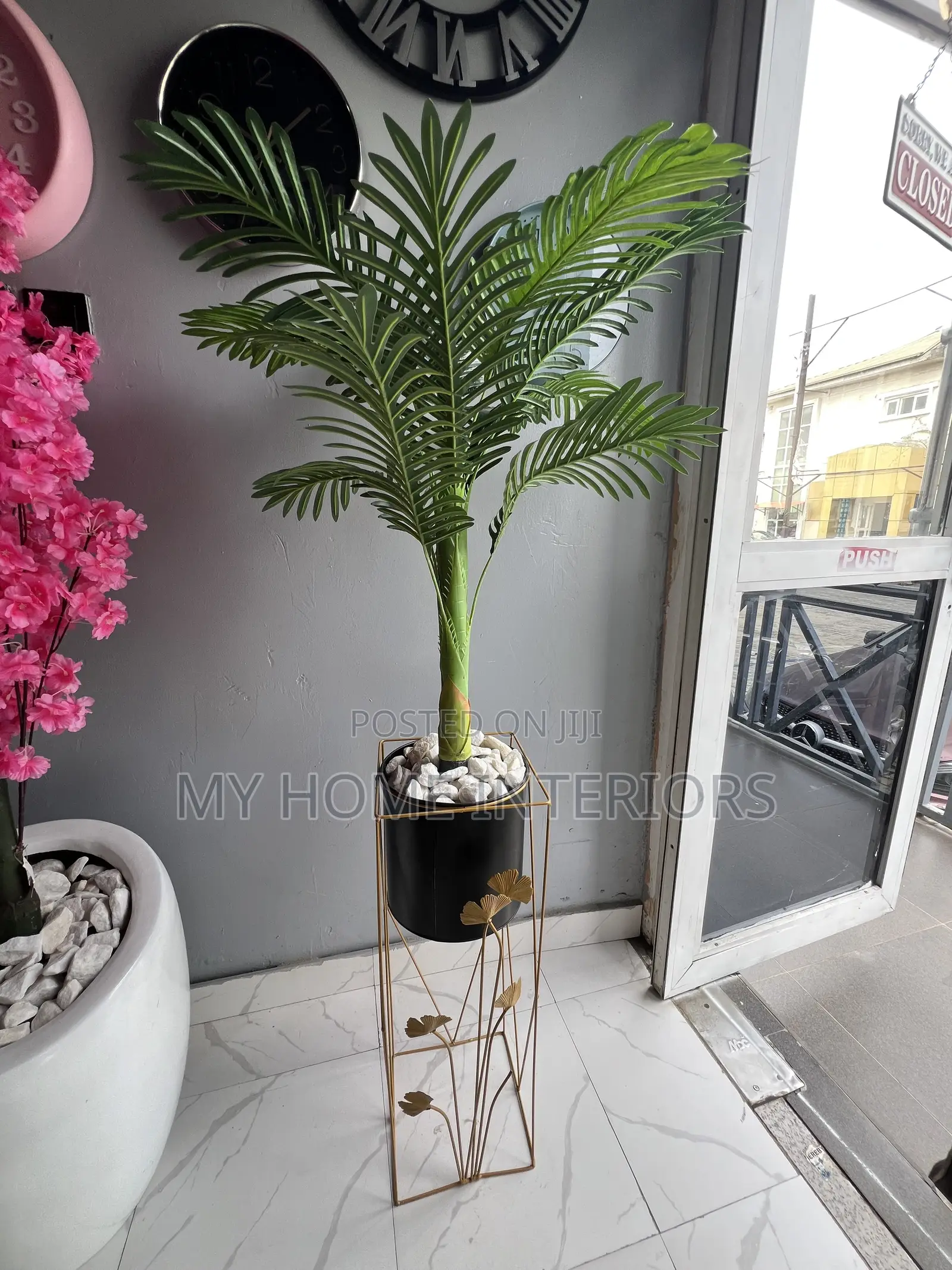 Metal Planter With Flower