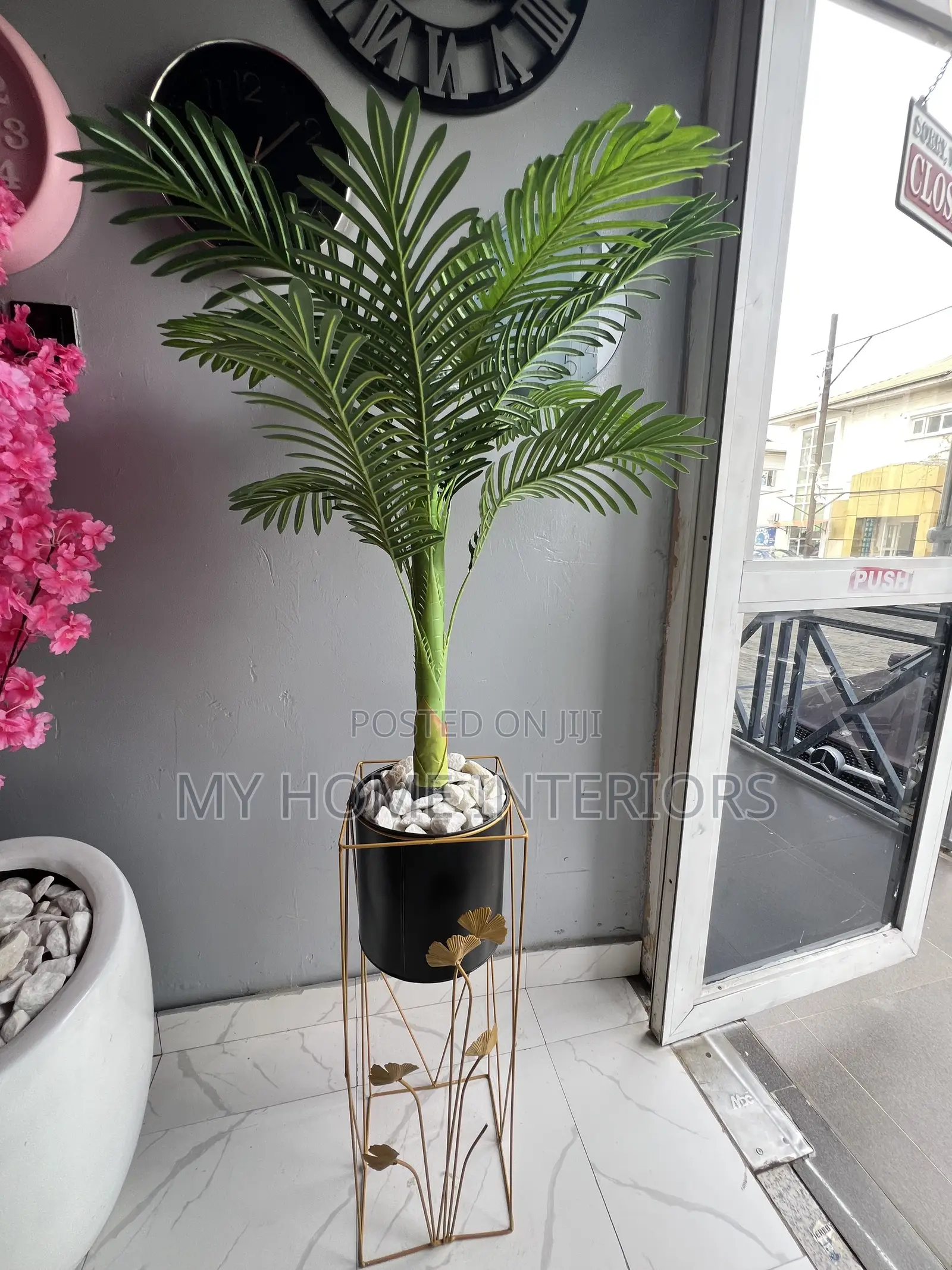 Metal Planter With Flower