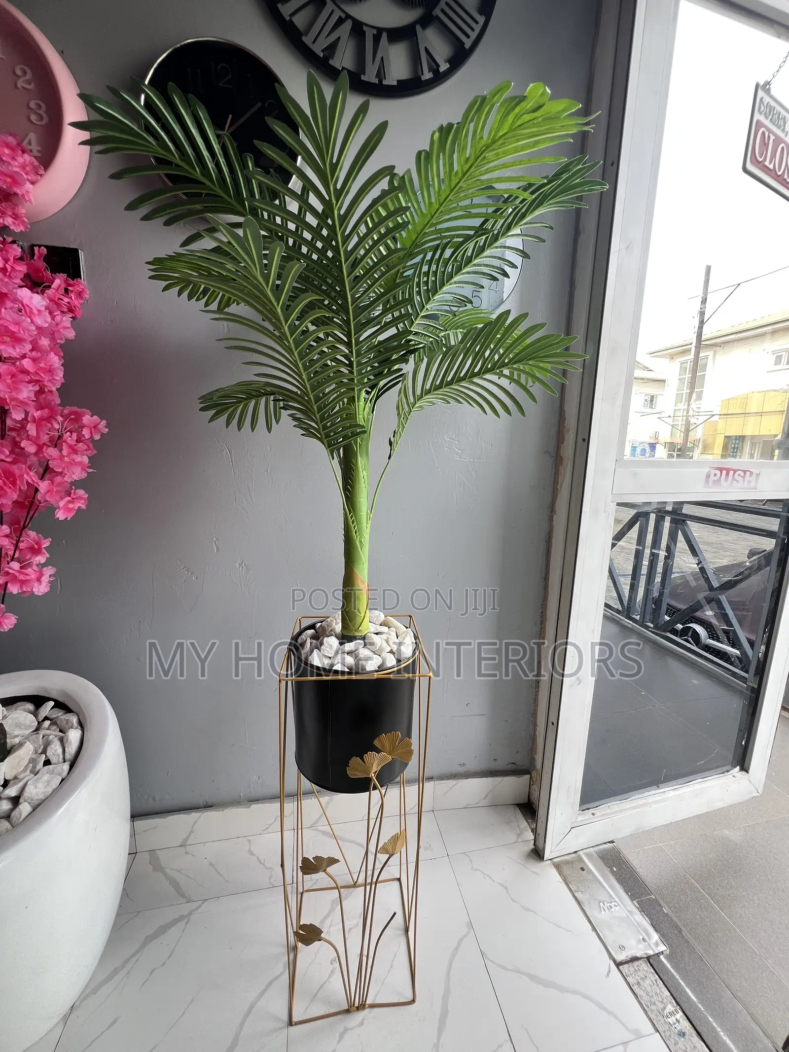 Metal Planter With Flower