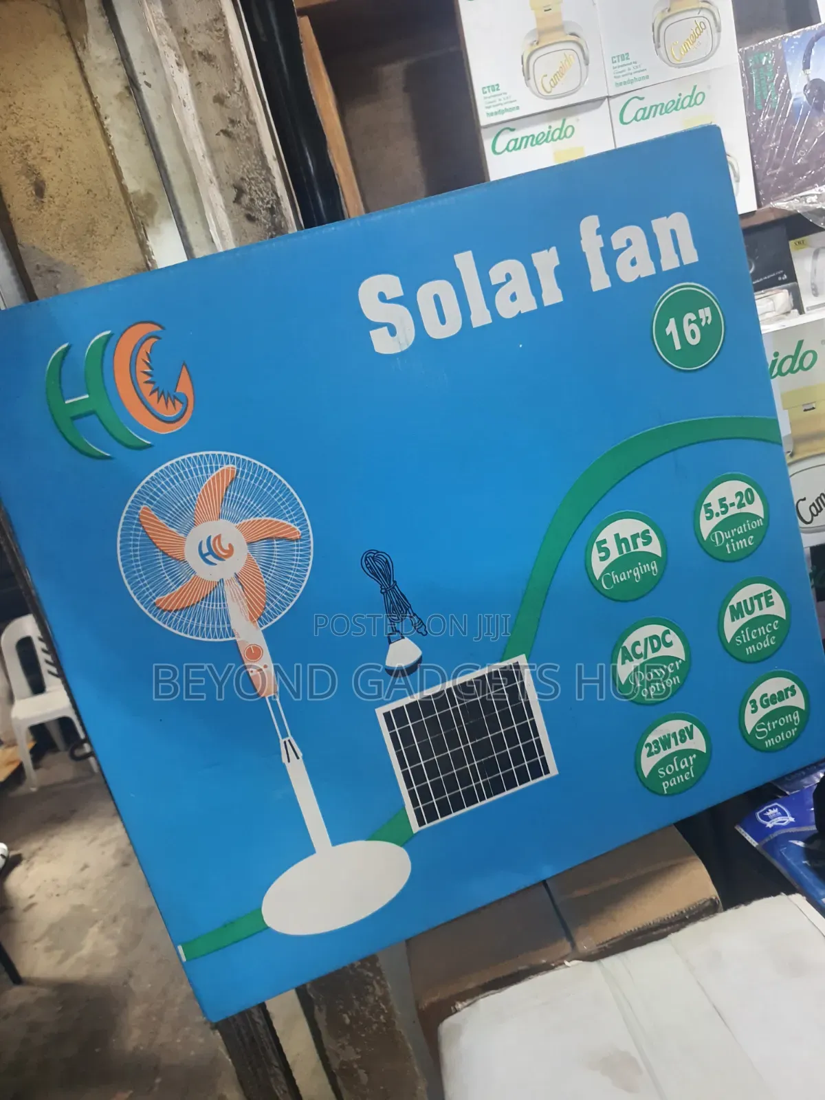 Hc 16-Inch Solar Rechargeable Standing Fan