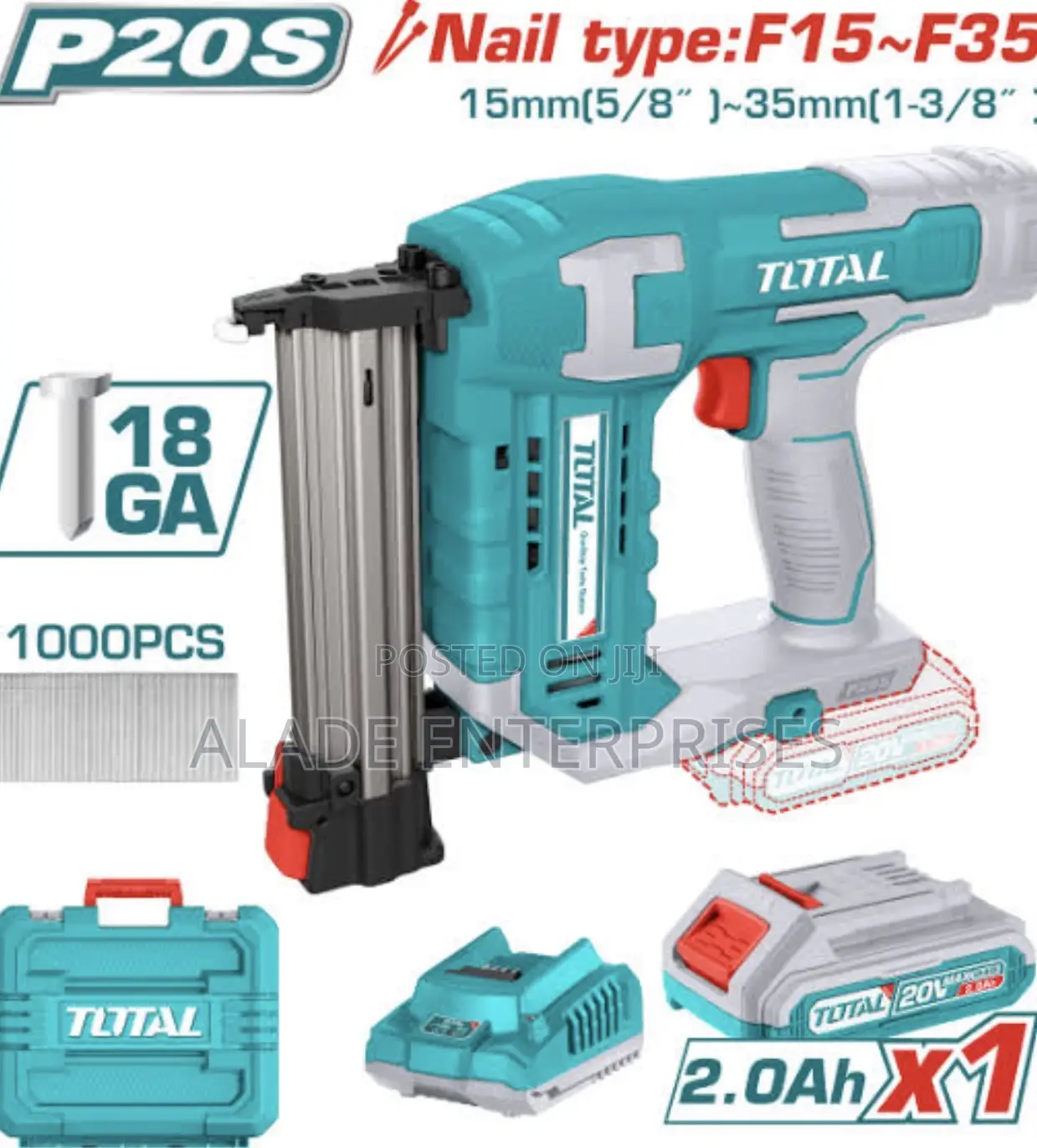 Total Lithium-Ion Cordless Brad Nailer Kit F15 ~ F35 With Battery