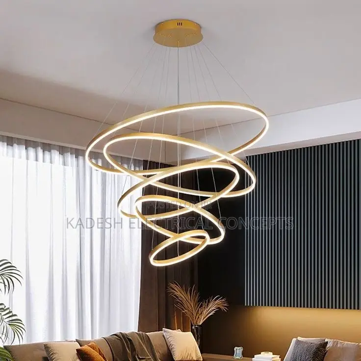 Modern Led Ring Pendant Lights Golden Creative Aluminum Circle Pendant