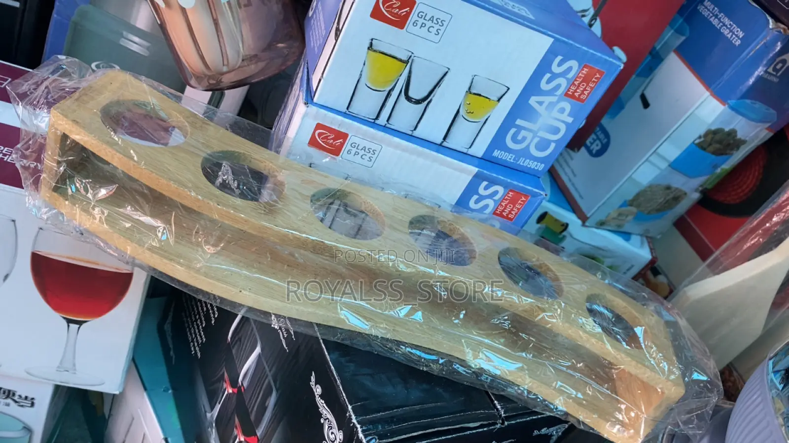 6pcs Glass Tequila Shots and Wooden Holder
