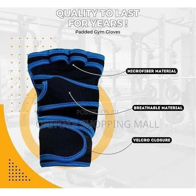 Wrist Wrap Fingerless Gloves For Gym / Cycling