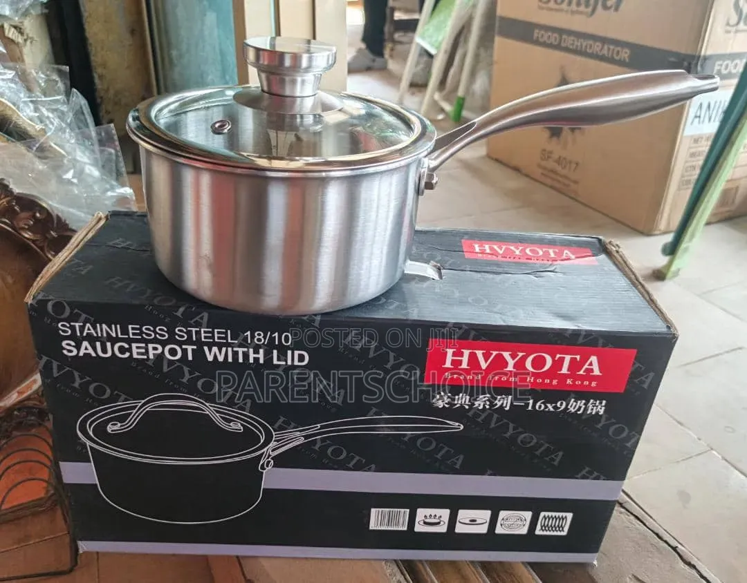 Stainless Steel Saucepan With Glass Lid – 16cm