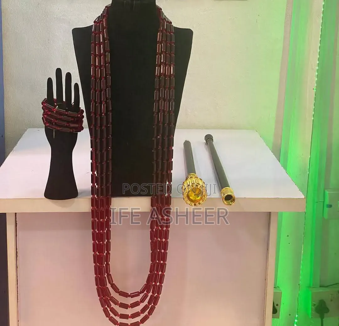 Mens Staff Navel Length 4 Layers Burgundy Color Beads With Bracelets