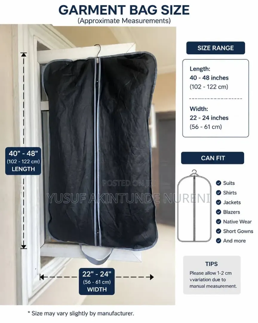 Suit Bag In Measurements