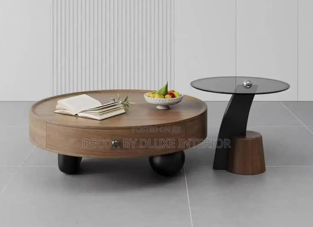 Circular Wooden Coffee Table Living Room Furniture