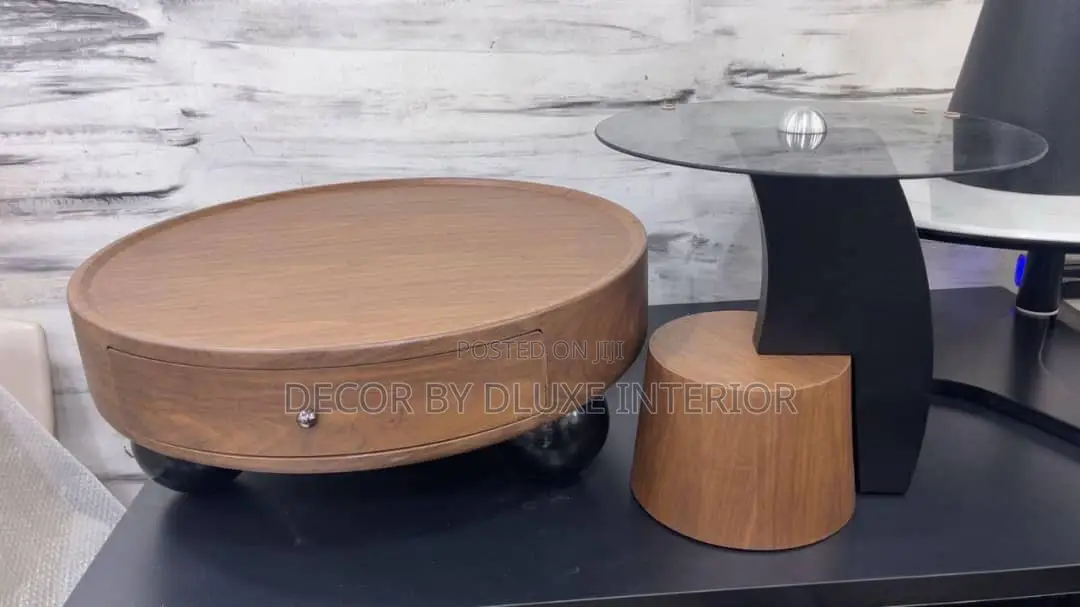 Circular Wooden Coffee Table Living Room Furniture