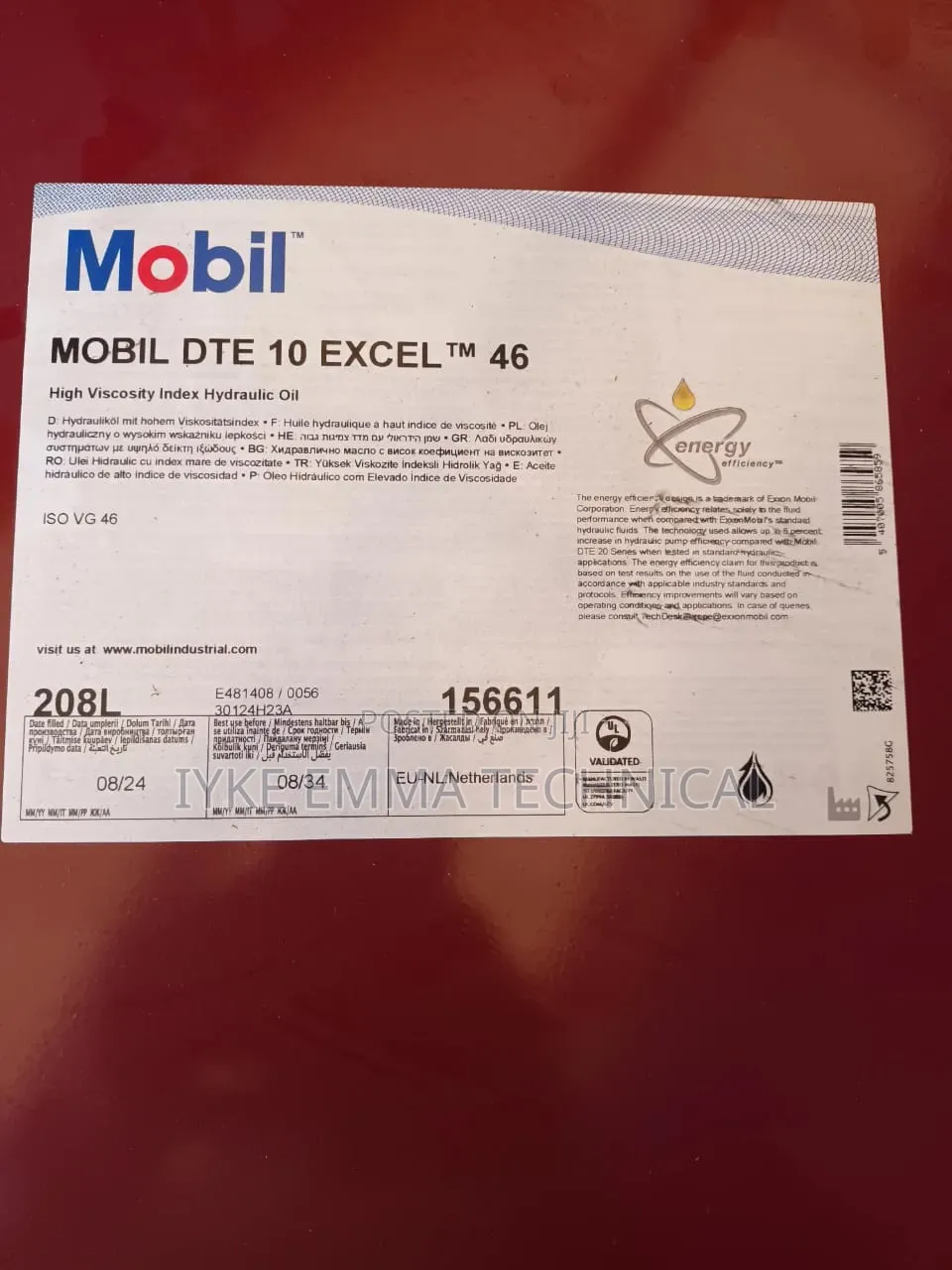 Mobil Dte 10 Excel 46 Hydraulic Oil 208-Liter Drum