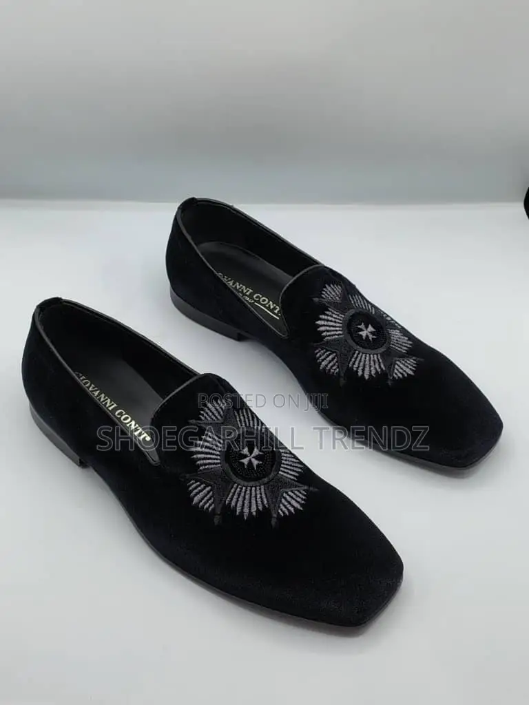 Giovanni Conti Premium Embroidered Suede Loafers for Men