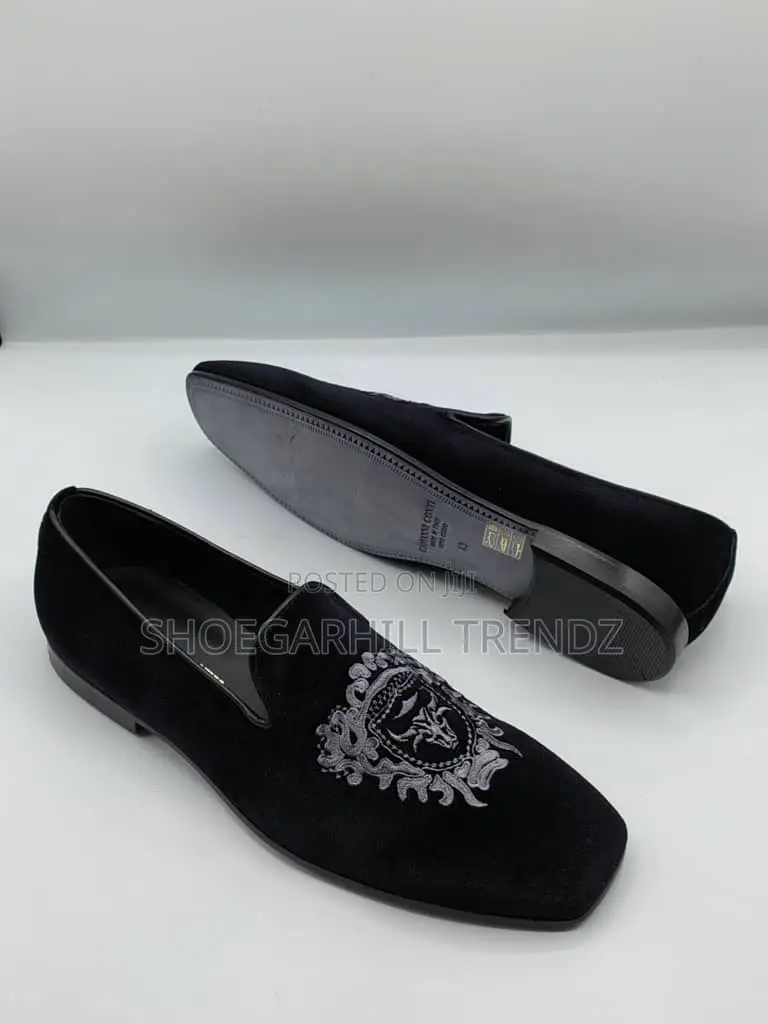 Giovanni Conti Premium Embroidered Suede Loafers for Men