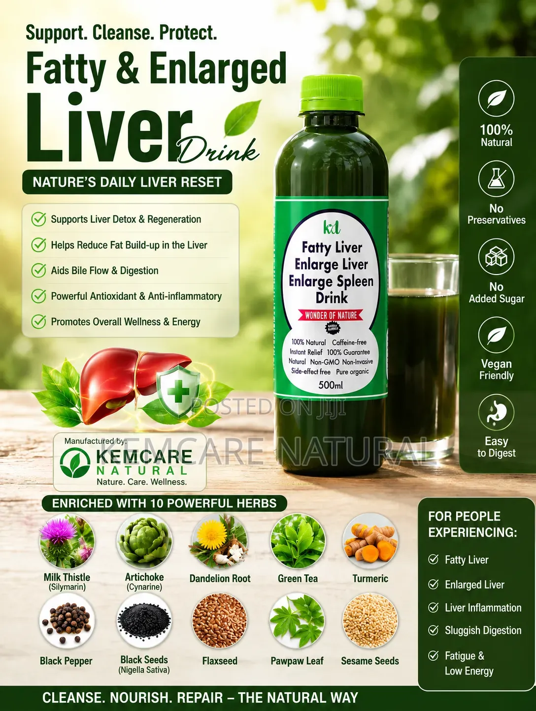 Fatty Liver Enlarge Spleen Tonic Drink Kemcare Natural Healthy Liver