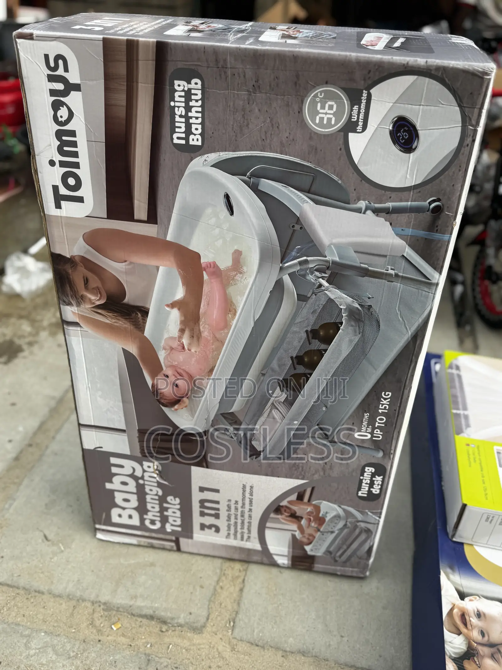 Toimoys 3-in-1 Foldable Baby Bath Set With a Grey Nursing Bathtub