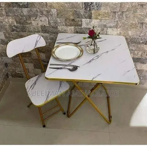 Single White Marble Reading Table and Chair