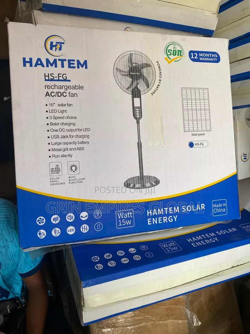 Hatem Hs-F6g Rechargeable Ac/Dc Fan, Dual Power