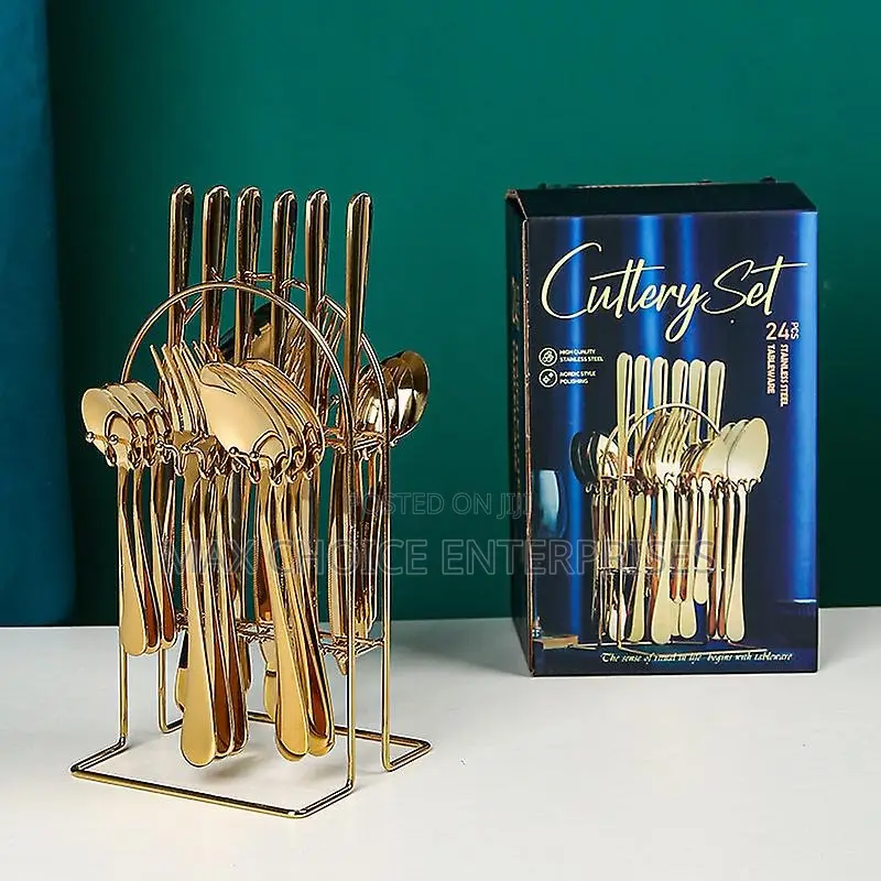 24pcs High Quality Cutlery Gold Set