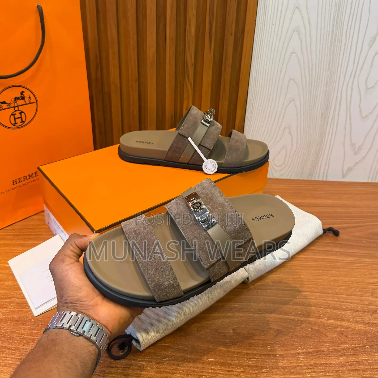 Hermes Calfskin Brown Suede